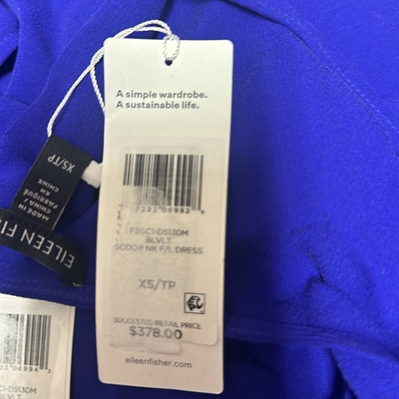 NWT Eileen Fisher Silk Georgette Crepe Scoop Neck Dress - Picture 7 of 11